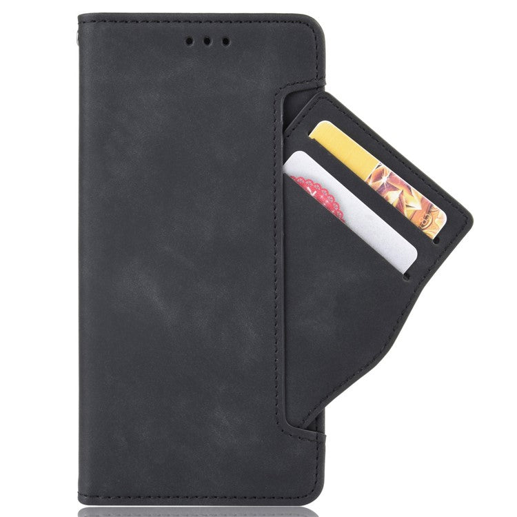 For Realme 9i/Oppo A36 4G/A76 4G, Multiple Card Slots PU Leather Cover Magnetic Clasp Wallet Stand Case - Black