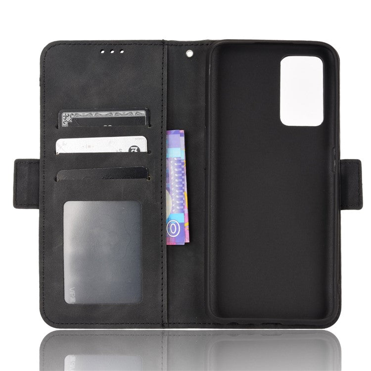 For Realme 9i/Oppo A36 4G/A76 4G, Multiple Card Slots PU Leather Cover Magnetic Clasp Wallet Stand Case - Black