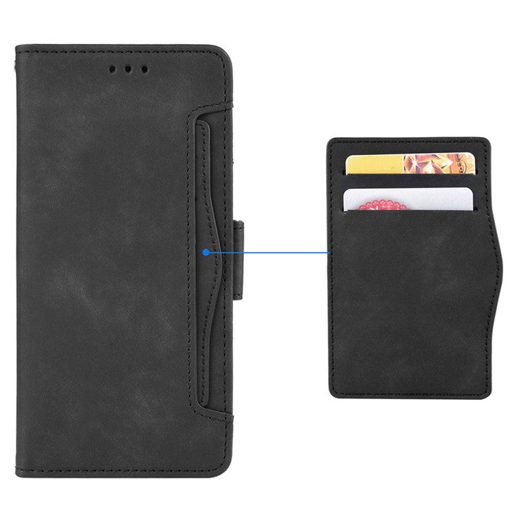For Realme 9i/Oppo A36 4G/A76 4G, Multiple Card Slots PU Leather Cover Magnetic Clasp Wallet Stand Case - Black