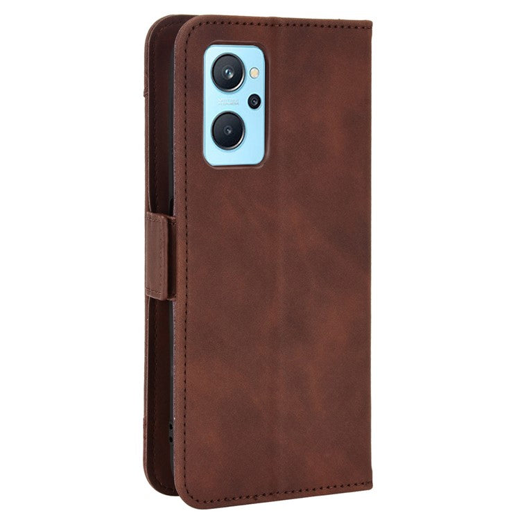 For Realme 9i/Oppo A36 4G/A76 4G, Multiple Card Slots PU Leather Cover Magnetic Clasp Wallet Stand Case - Brown