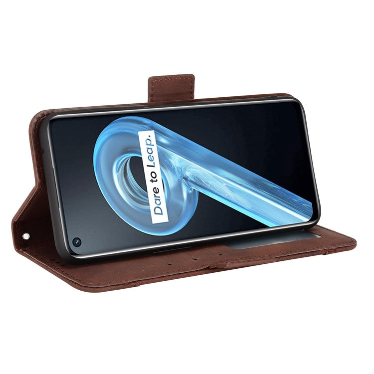 For Realme 9i/Oppo A36 4G/A76 4G, Multiple Card Slots PU Leather Cover Magnetic Clasp Wallet Stand Case - Brown