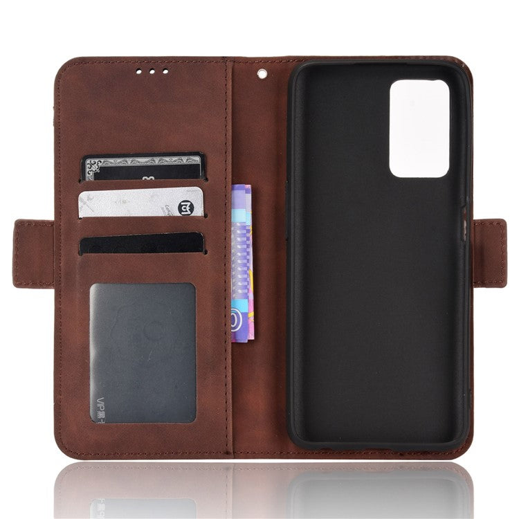 For Realme 9i/Oppo A36 4G/A76 4G, Multiple Card Slots PU Leather Cover Magnetic Clasp Wallet Stand Case - Brown