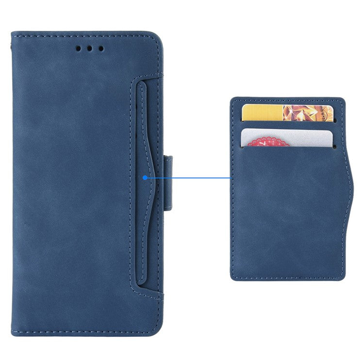 For Realme 9i/Oppo A36 4G/A76 4G, Multiple Card Slots PU Leather Cover Magnetic Clasp Wallet Stand Case - Blue