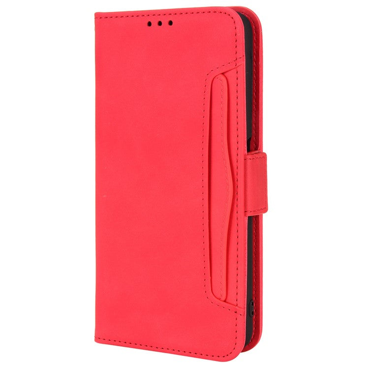 For Realme 9i/Oppo A36 4G/A76 4G, Multiple Card Slots PU Leather Cover Magnetic Clasp Wallet Stand Case - Red
