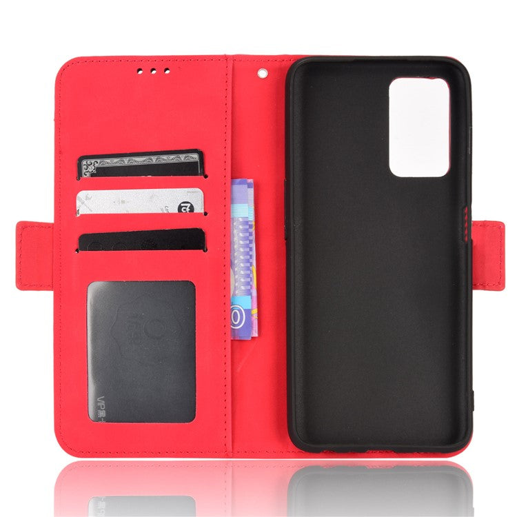 For Realme 9i/Oppo A36 4G/A76 4G, Multiple Card Slots PU Leather Cover Magnetic Clasp Wallet Stand Case - Red
