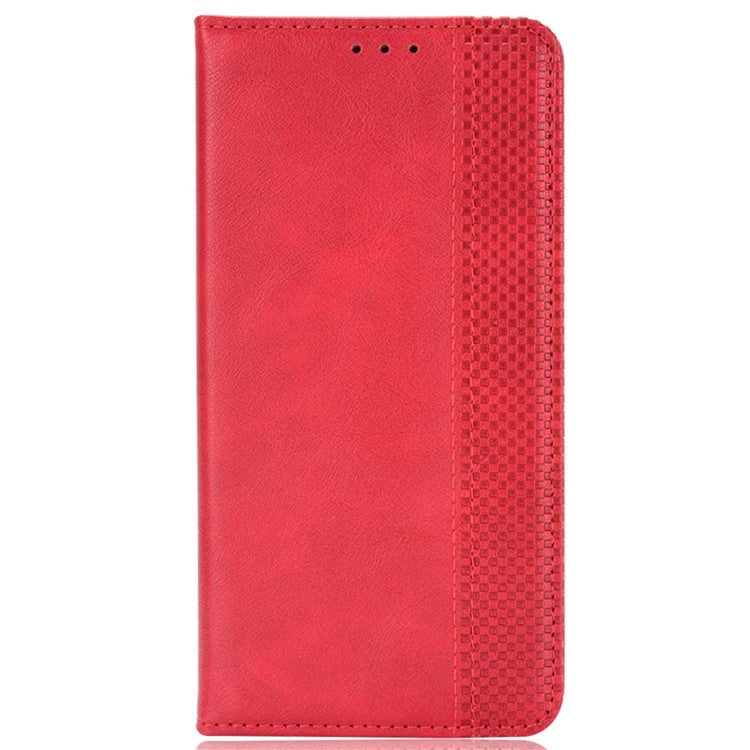 Mosaic Imprinted Leather Case for Realme 9i/Oppo A36 4G/A76 4G, Wallet Stand Auto Closing Magnetic Phone Cover - Red