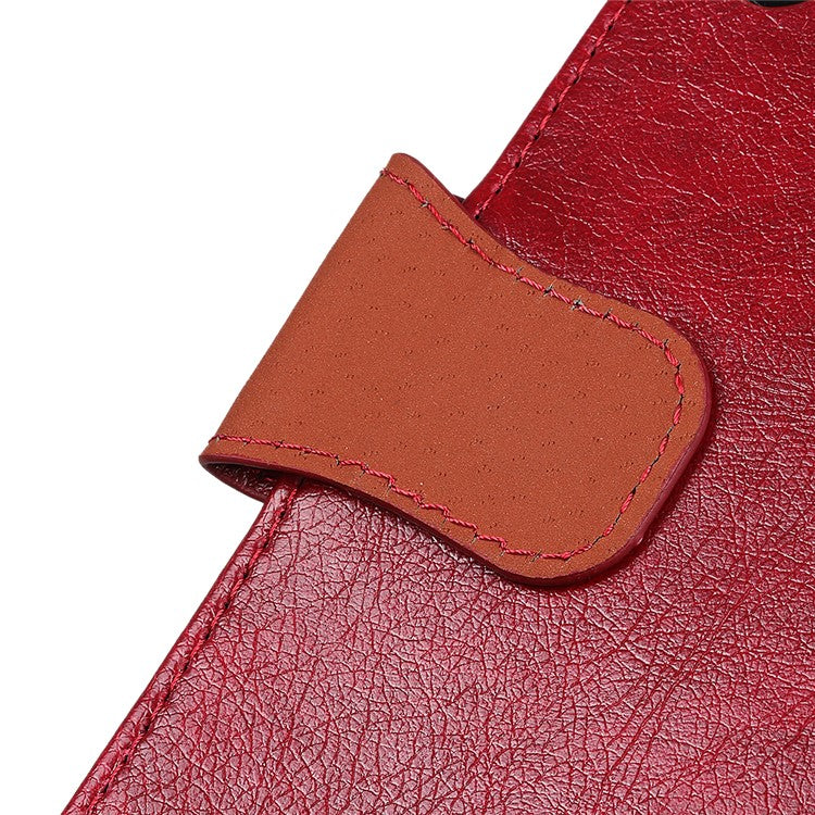 Mobile Phone Case for Oppo Reno7 SE 5G Nappa Texture Split Leather Stand Wallet Dual-sided Magnetic Clasp Phone Shell - Red
