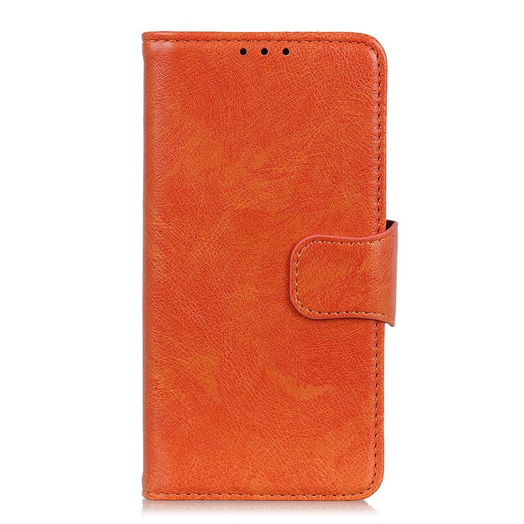 Mobile Phone Case for Oppo Reno7 SE 5G Nappa Texture Split Leather Stand Wallet Dual-sided Magnetic Clasp Phone Shell - Orange