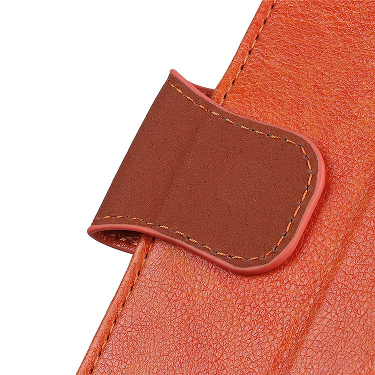 Mobile Phone Case for Oppo Reno7 SE 5G Nappa Texture Split Leather Stand Wallet Dual-sided Magnetic Clasp Phone Shell - Orange