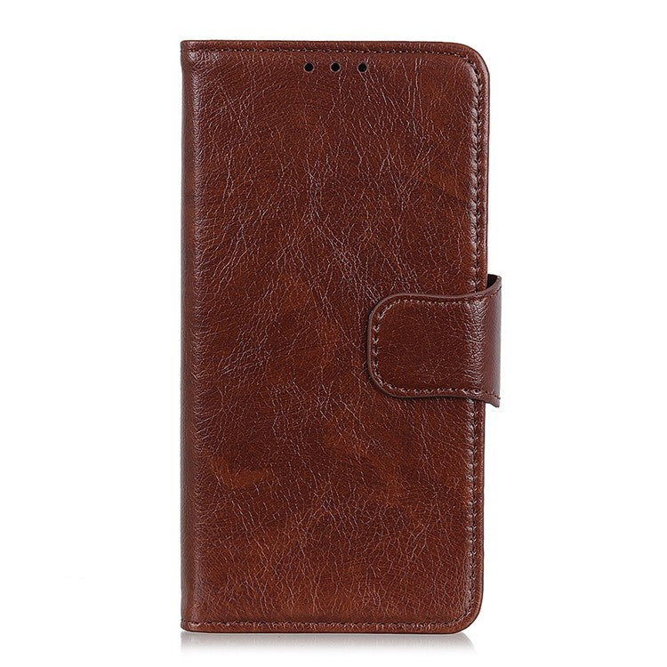 Mobile Phone Case for Oppo Reno7 SE 5G Nappa Texture Split Leather Stand Wallet Dual-sided Magnetic Clasp Phone Shell - Brown