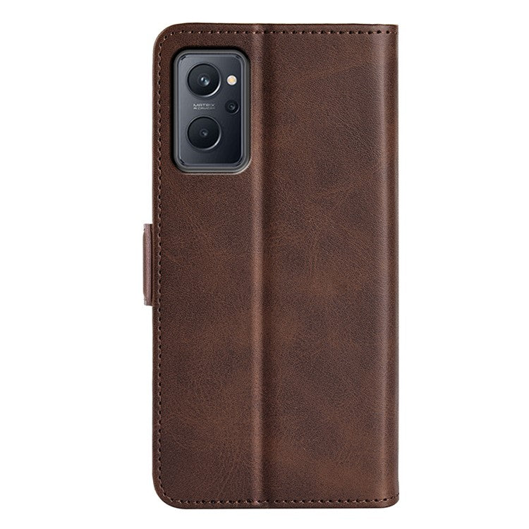 For Realme 9i/Oppo A36 4G/A76 4G Textured PU Leather Magnetic Case Full Body Protective Flip Wallet Phone Cover with Stand Feature - Brown