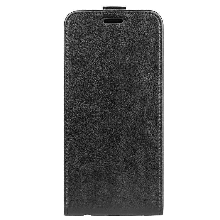Vertical Flip Folio Phone Case for Realme GT2 Pro, Card Holder Anti-scratch Crazy Horse Texture PU Leather Phone Cover - Black