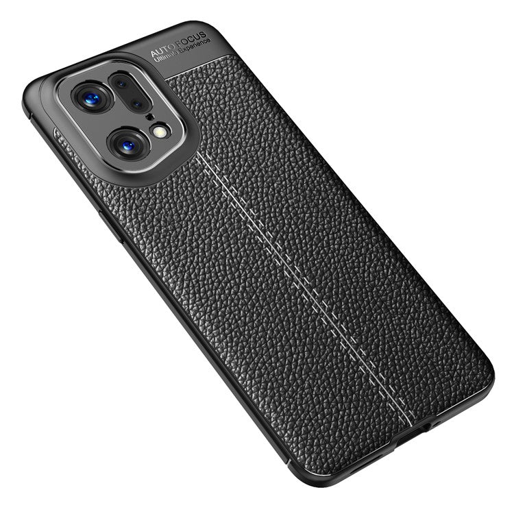Litchi Texture Phone Case for Oppo Find X5 Pro, Anti-scratch Flexible TPU Protective Cover - Black