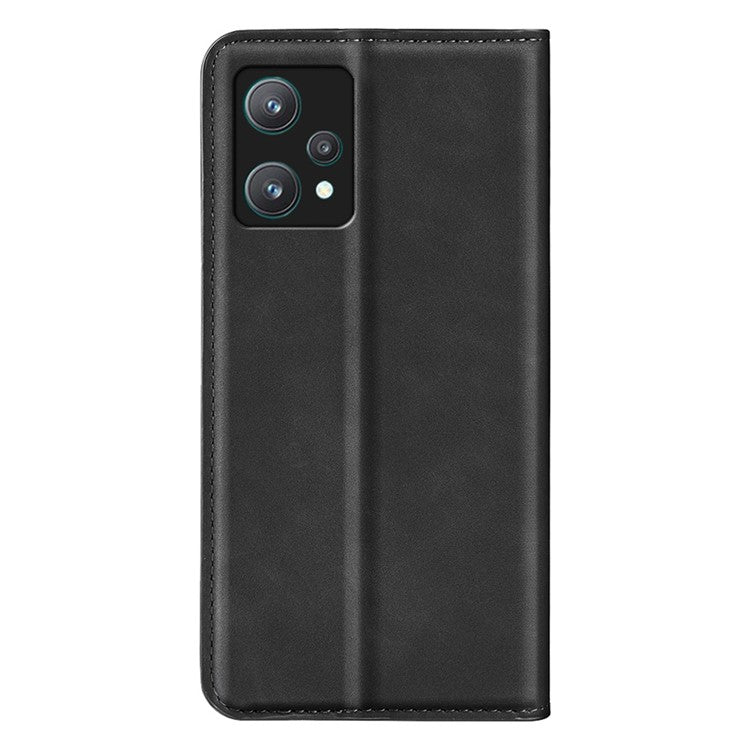 For Realme 9 Pro 5G / 9 5G / V25 / OnePlus Nord CE 2 Lite Magnetic Auto Closing Skin-touch Feeling PU Leather Stand Wallet Phone Case - Black