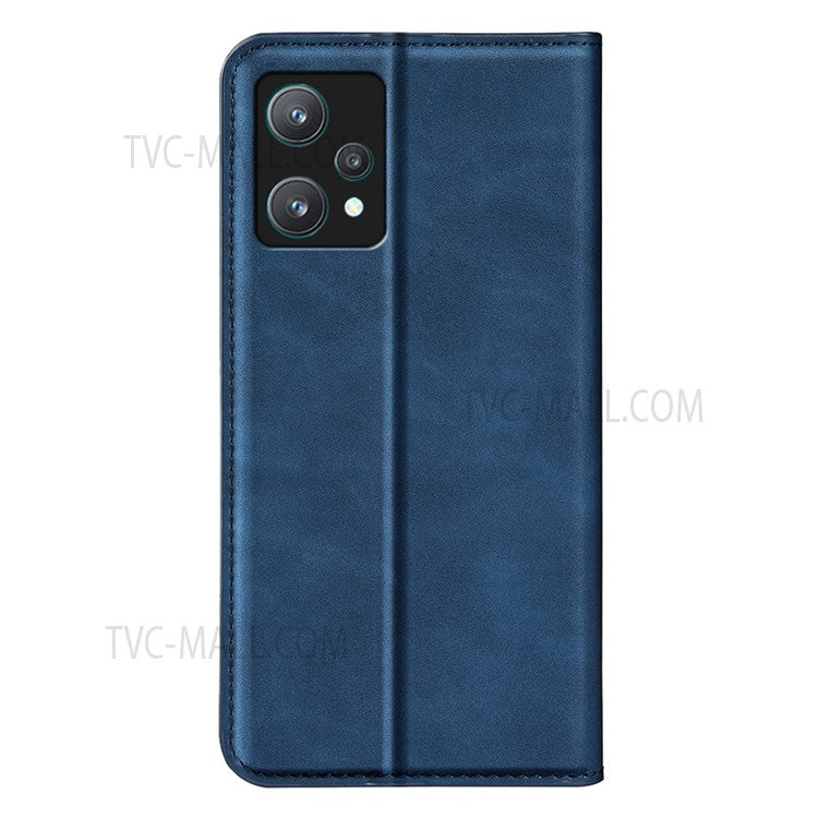 For Realme 9 Pro 5G / 9 5G / V25 / OnePlus Nord CE 2 Lite Magnetic Auto Closing Skin-touch Feeling PU Leather Stand Wallet Phone Case - Blue