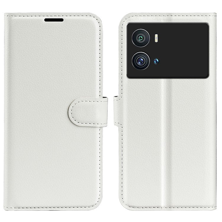 Litchi Texture Phone Case for vivo iQOO 9 Pro, Wallet Phone Stand PU Leather Protective Cover - White