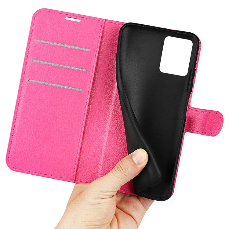 For Realme C35 Wallet Anti-scratch Litchi Texture PU Leather Flip Cover Stand Magnetic Closure Anti-dust Phone Case - Rose