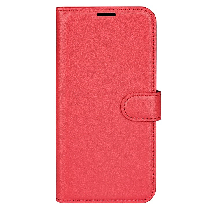 For Realme C35 Wallet Anti-scratch Litchi Texture PU Leather Flip Cover Stand Magnetic Closure Anti-dust Phone Case - Red