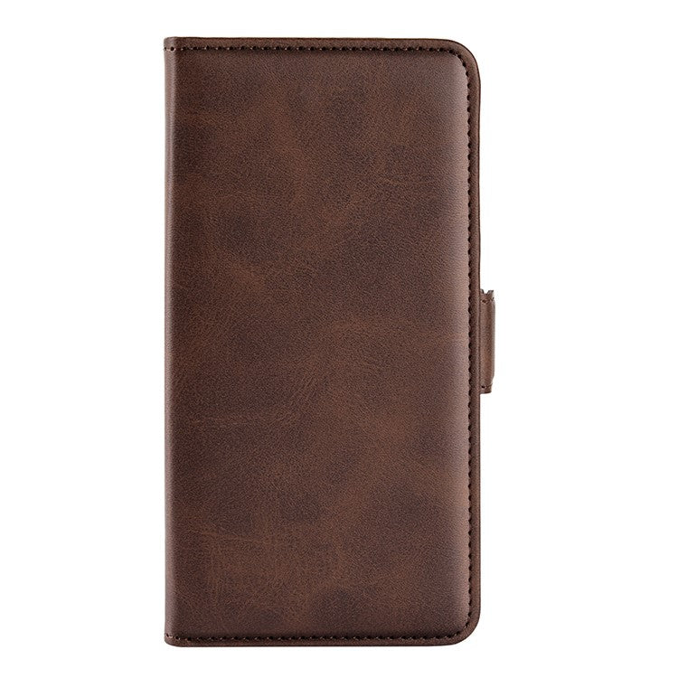 For Realme C35 Impact Resistant Textured PU Leather Phone Case Foldable Stand Wallet Function Phone Cover - Brown
