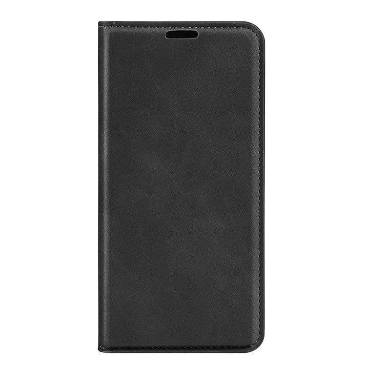 Silky-Touch Folio Flip Leather Cover for Realme C35, Phone Protective Case with Wallet Stand - Black