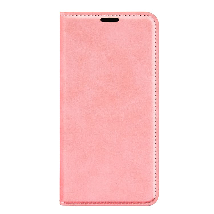 Silky-Touch Folio Flip Leather Cover for Realme C35, Phone Protective Case with Wallet Stand - Pink