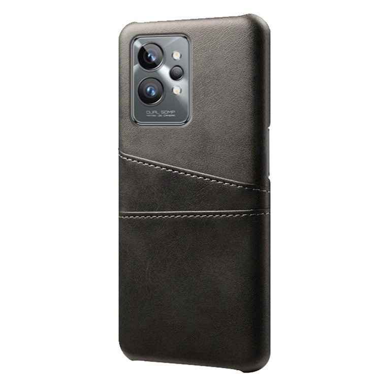 For Realme GT2 Pro Ultra Thin PU Leather + Hard PC Shell Card Slots Anti-Scratch Shockproof Phone Cover - Black