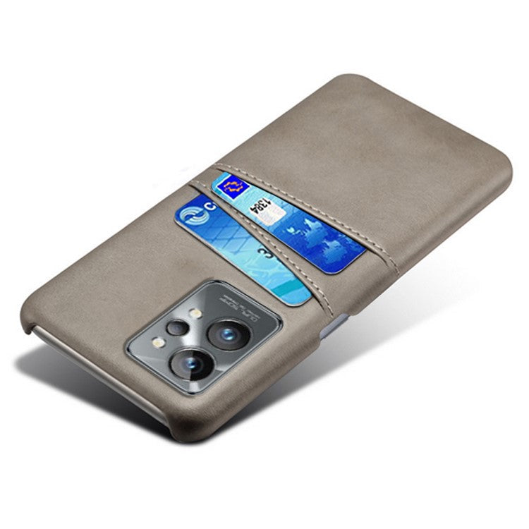 For Realme GT2 Pro Ultra Thin PU Leather + Hard PC Shell Card Slots Anti-Scratch Shockproof Phone Cover - Grey
