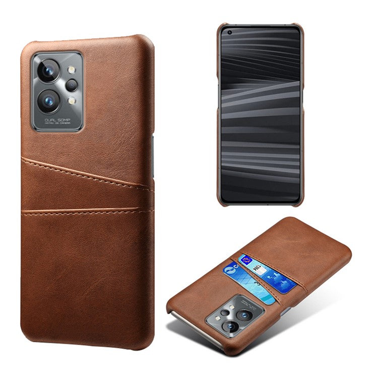 For Realme GT2 Pro Ultra Thin PU Leather + Hard PC Shell Card Slots Anti-Scratch Shockproof Phone Cover - Brown