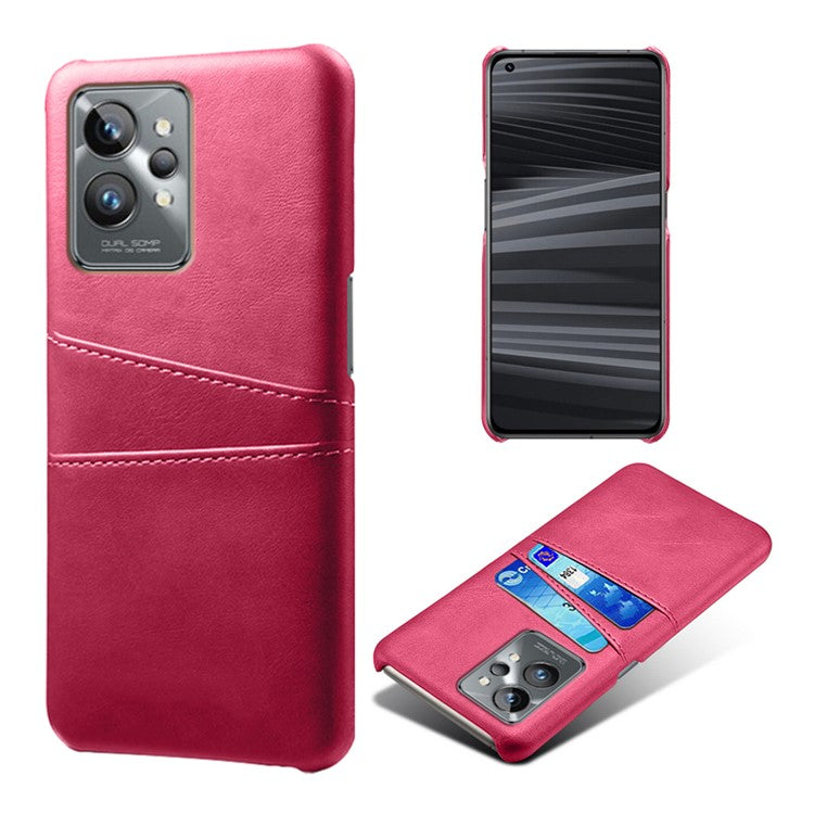 For Realme GT2 Pro Ultra Thin PU Leather + Hard PC Shell Card Slots Anti-Scratch Shockproof Phone Cover - Rose