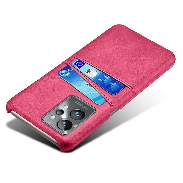 For Realme GT2 Pro Ultra Thin PU Leather + Hard PC Shell Card Slots Anti-Scratch Shockproof Phone Cover - Rose