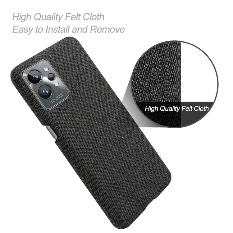 For Realme GT2 Pro Cloth Coated Hard PC Shell Ultra Thin Slim Protective Phone Cover - Black