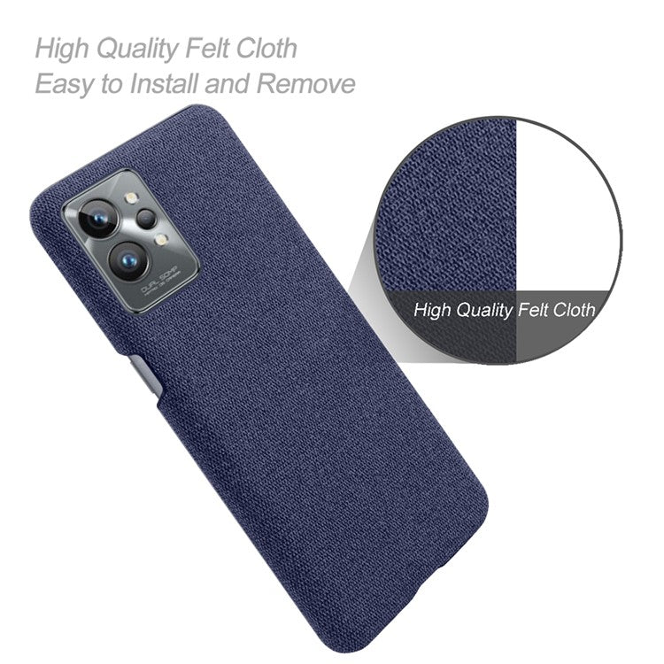 For Realme GT2 Pro Cloth Coated Hard PC Shell Ultra Thin Slim Protective Phone Cover - Blue