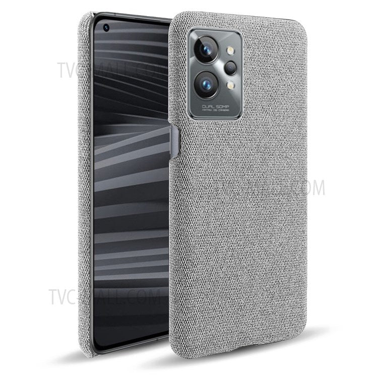 For Realme GT2 Pro Cloth Coated Hard PC Shell Ultra Thin Slim Protective Phone Cover - Light Grey