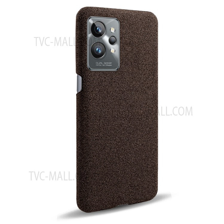 For Realme GT2 Pro Cloth Coated Hard PC Shell Ultra Thin Slim Protective Phone Cover - Brown