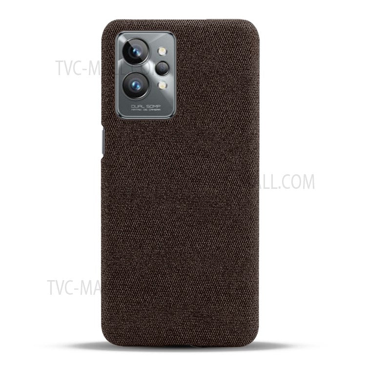 For Realme GT2 Pro Cloth Coated Hard PC Shell Ultra Thin Slim Protective Phone Cover - Brown