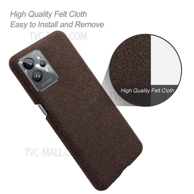 For Realme GT2 Pro Cloth Coated Hard PC Shell Ultra Thin Slim Protective Phone Cover - Brown