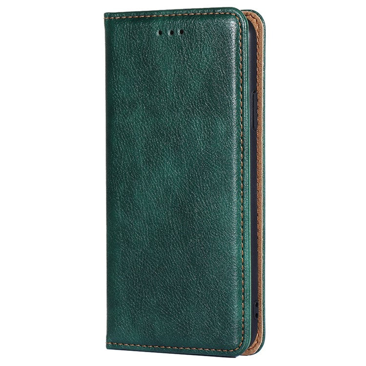 For Realme GT2 Pro PU Leather Magnetic Absorption Phone Case Stand Folio Wallet TPU Shockproof Flip Cover - Green