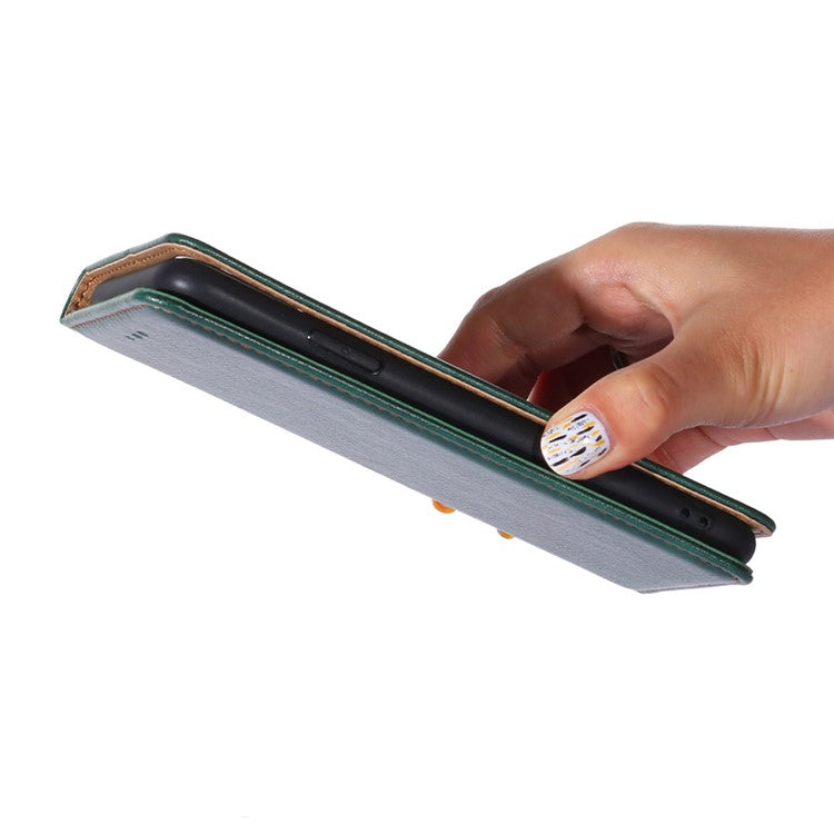 Wallet PU Leather Cover for Oppo Find X5 Lite, Stand Function Magnetic Auto-absorbed Phone Case - Green