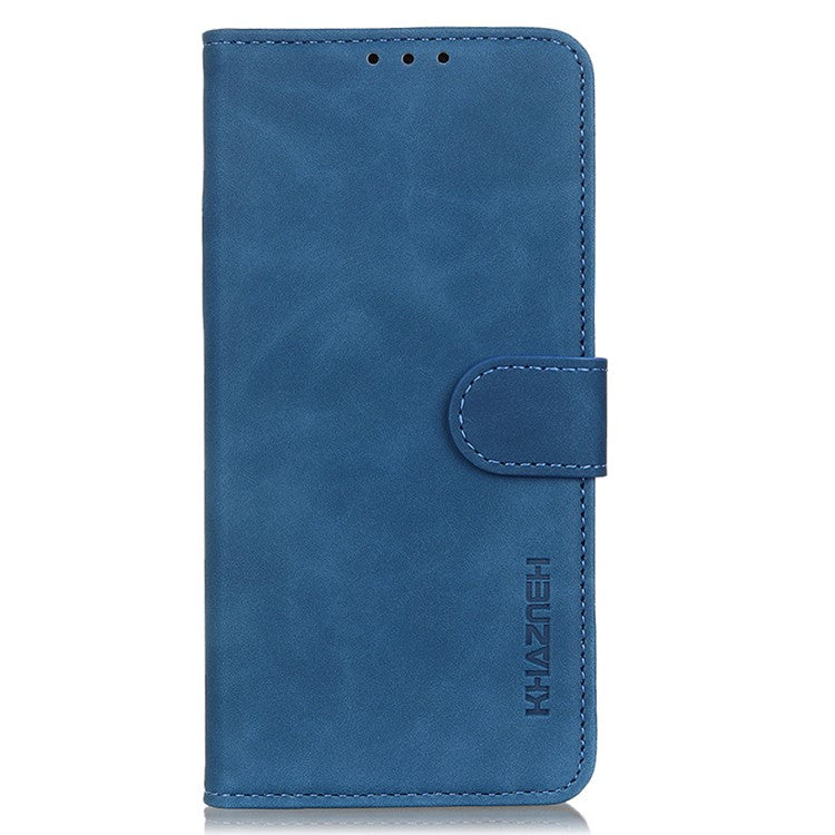 KHAZNEH For Oppo Reno7 5G (Global)/Find X5 Lite Retro Leather Case Shockproof Magnetic Clasp Mobile Phone Cover with Wallet Stand - Blue