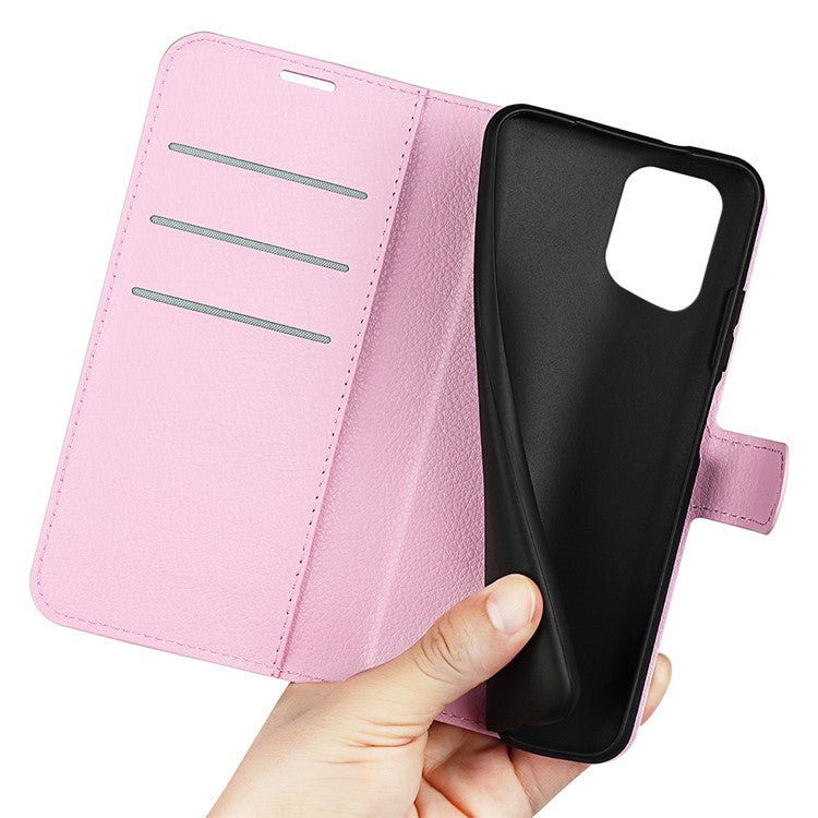 PU Leather Smartphone Cover Bag for Oppo Find X5, Wallet Anti-scratch Litchi Texture Phone Stand Function Dustproof Case - Pink