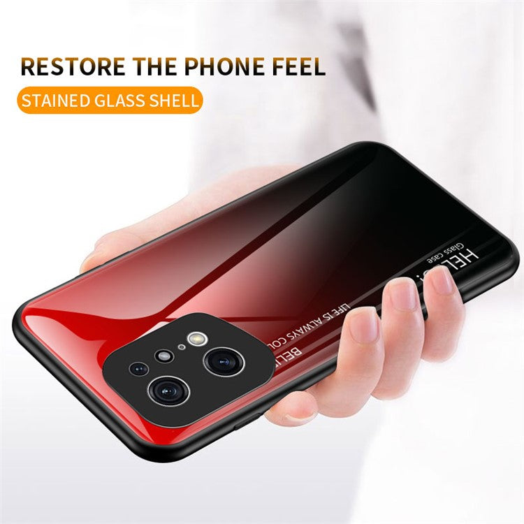 Stylish Gradient Color Phone Case for Oppo Find X5 Pro, Drop Protection Tempered Glass + PC + TPU Hybrid Back Cover - Gradient Pink Blue