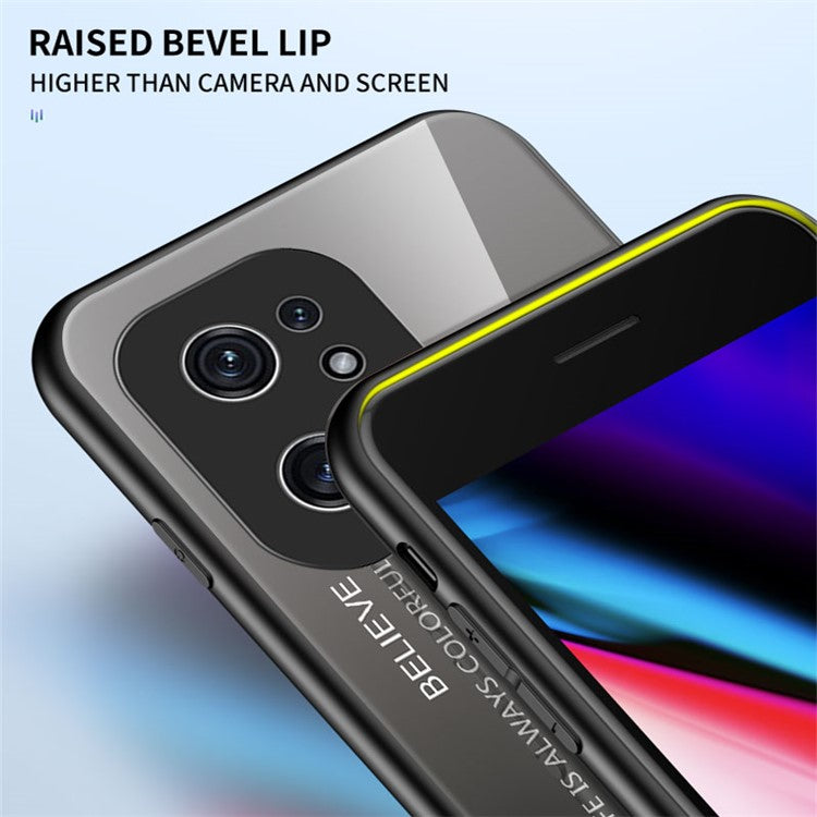 Stylish Gradient Color Phone Case for Oppo Find X5 Pro, Drop Protection Tempered Glass + PC + TPU Hybrid Back Cover - Gradient Pink Blue
