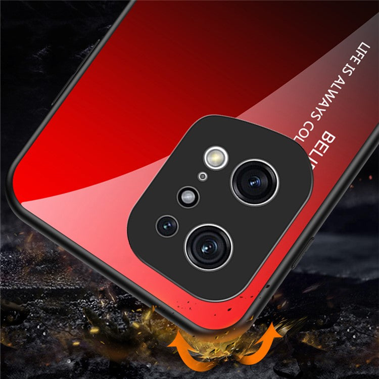 Stylish Gradient Color Phone Case for Oppo Find X5 Pro, Drop Protection Tempered Glass + PC + TPU Hybrid Back Cover - Gradient Blue Black