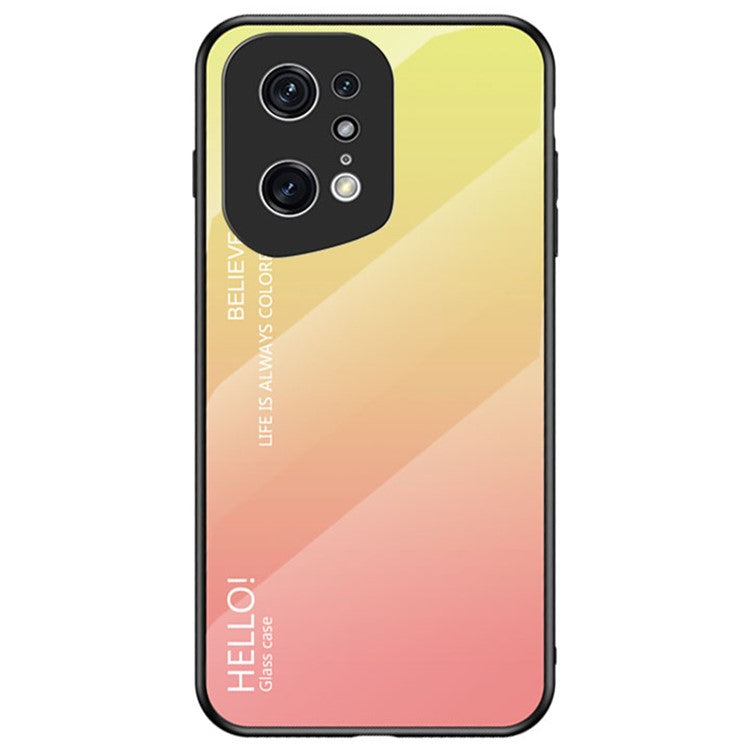 Stylish Gradient Color Phone Case for Oppo Find X5 Pro, Drop Protection Tempered Glass + PC + TPU Hybrid Back Cover - Gradient Yellow