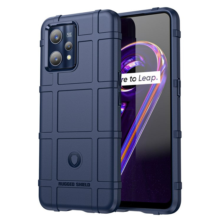 For Realme 9 Pro+ / 9 4G / Narzo 50 Pro 5G Rugged Square Grid Design Thickened TPU Anti-scratch Phone Case Protective Cover - Blue