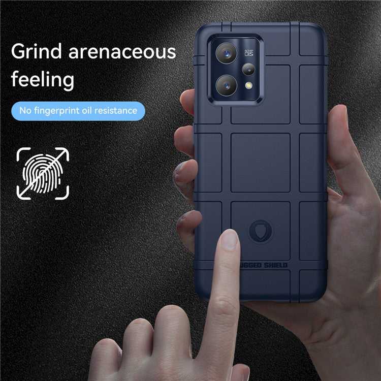 For Realme 9 Pro+ / 9 4G / Narzo 50 Pro 5G Rugged Square Grid Design Thickened TPU Anti-scratch Phone Case Protective Cover - Blue