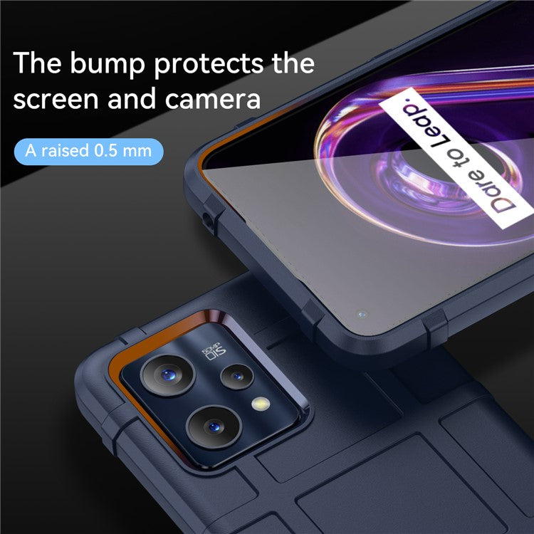 For Realme 9 Pro+ / 9 4G / Narzo 50 Pro 5G Rugged Square Grid Design Thickened TPU Anti-scratch Phone Case Protective Cover - Blue