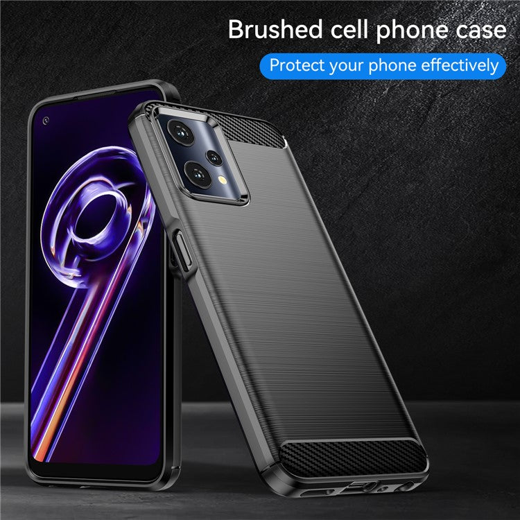 For Realme 9 Pro 5G / 9 5G / V25 / OnePlus Nord CE 2 Lite 5G 1.8mm TPU Brushed Phone Case Carbon Fiber Texture Protective Cover - Black