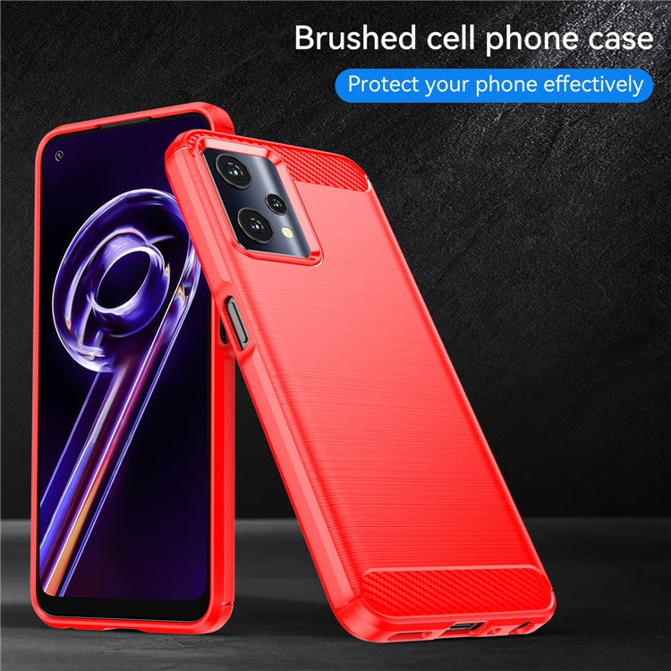 For Realme 9 Pro 5G / 9 5G / V25 / OnePlus Nord CE 2 Lite 5G 1.8mm TPU Brushed Phone Case Carbon Fiber Texture Protective Cover - Red