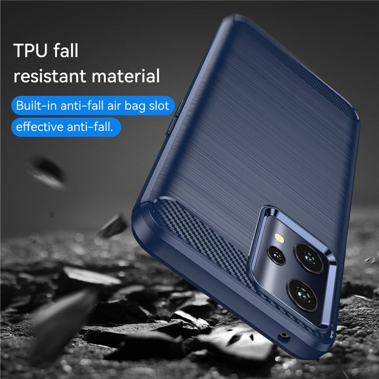 For Realme 9 Pro 5G / 9 5G / V25 / OnePlus Nord CE 2 Lite 5G 1.8mm TPU Brushed Phone Case Carbon Fiber Texture Protective Cover - Blue